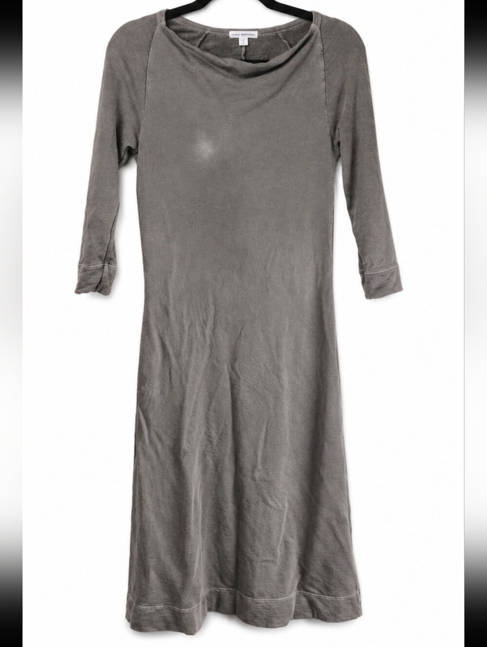 James Perse Supima Bateau Neck 3/4 Raglan Sleeve Gray Terry Midi Dress Size 2